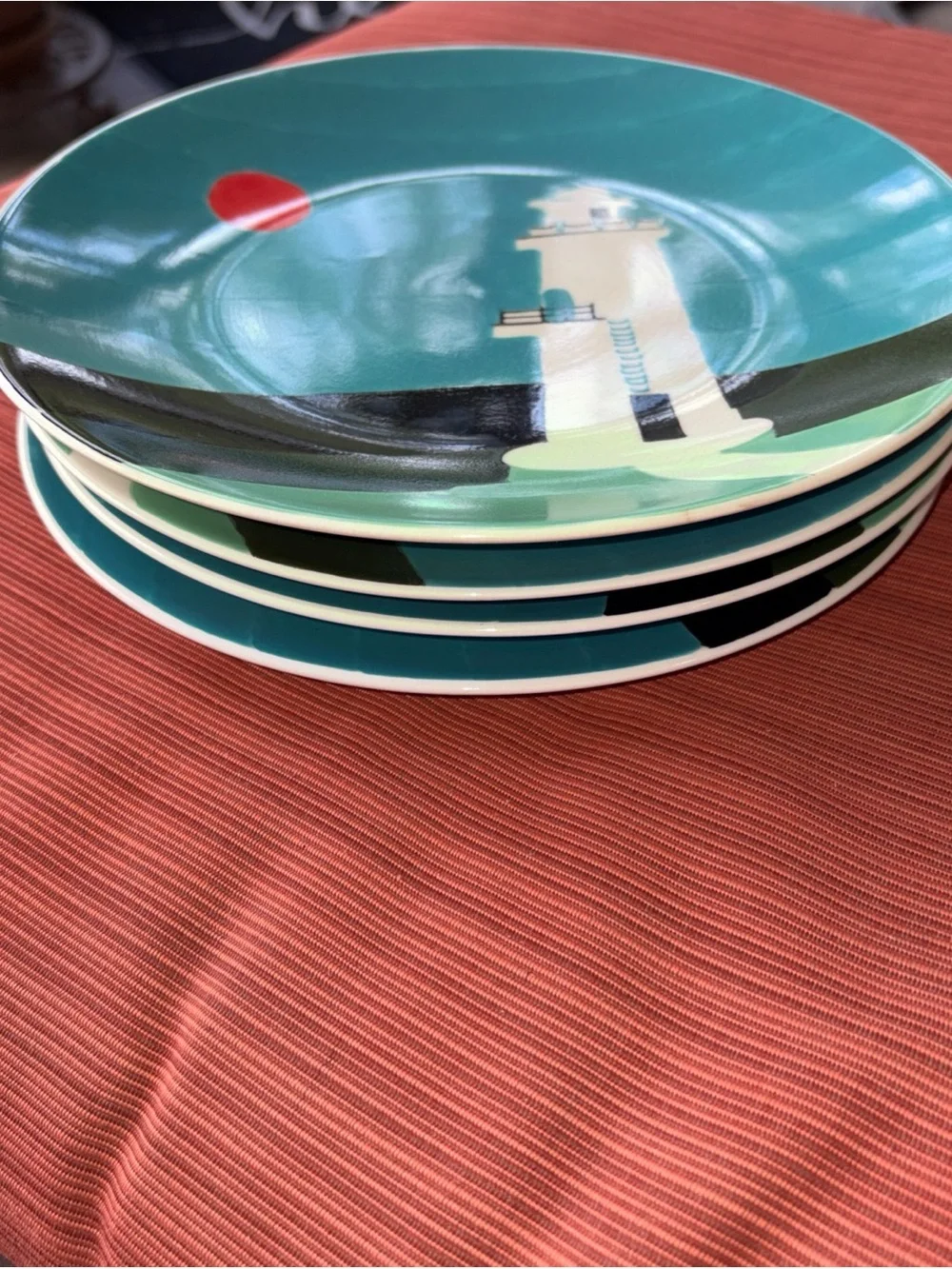 West Elm collectors dinner plates  Lighthouse Decorative Plate - Teal set of 4